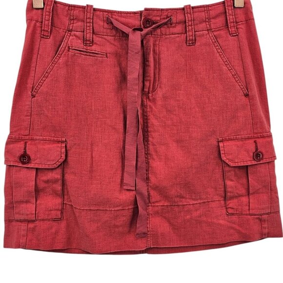 Anthropologie Paper Boy Womens 4 Coral Linen‎ Blend Cargo Skirt - Picture 1 of 8